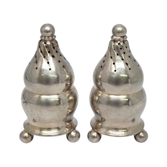 Georg Jensen Denmark Sterling Silver Salt and Pepper Shakers 410 w/Mono #21184 - Picture 3 of 10